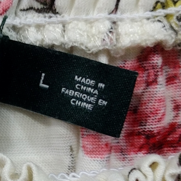 Lauren Ralph Lauren Floral Babydoll Top Women's L Cream Red Cottagecore Peasant - Picture 8 of 8